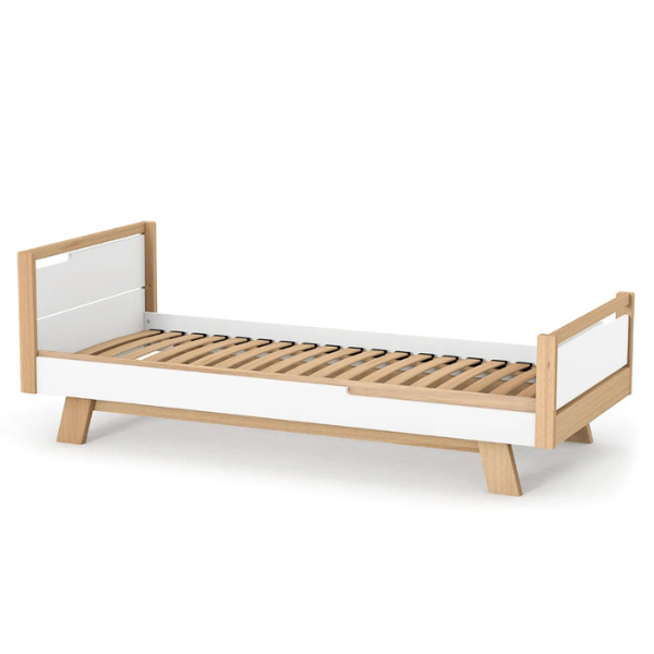 Jednolůžková postel Lussi Gekko 190x80. Bílá / Přírodní buk